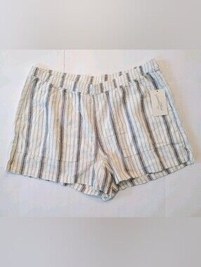 Universal Thread Women's Shorts Ivory Gray Stripes Linen Rayon Pockets XL